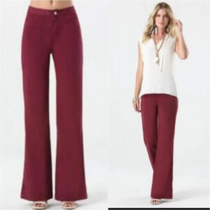 Bebe NEW Bohemian Burgundy 70's Sateen Retro Hippie Bell Bottom Pants Size 26